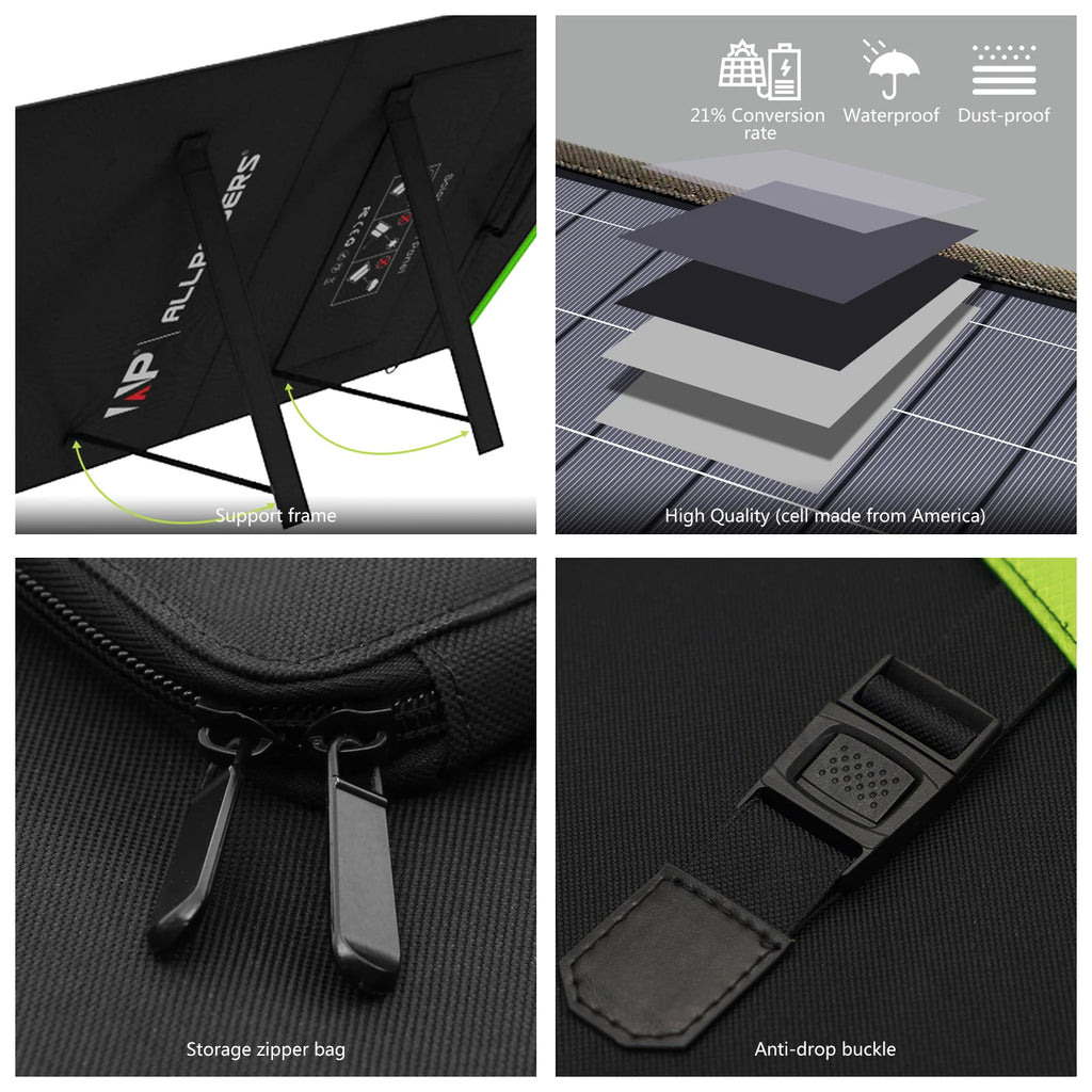 ALLPOWERS Foldable Solar Cell Solar Charger 100W 140W 200W Portable Solar Panel for Powerstation, Boat, Roof, Garden, Camping