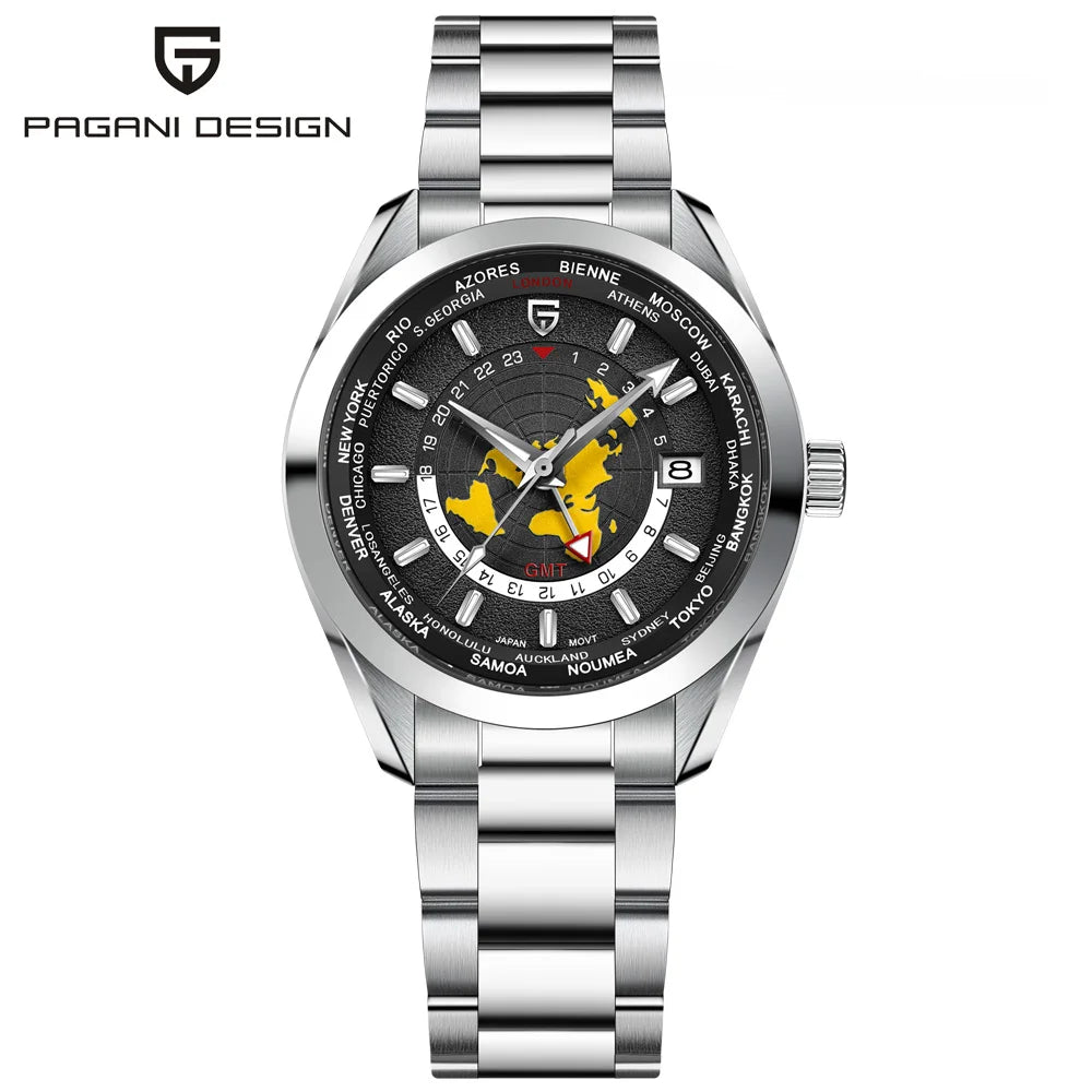 2024 New PAGANI DESIGN GMT Men's Watches NH34A Mechanical Watch For Men Automatic Wristwatch Luminous Dial Sapphire Reloj Hombre