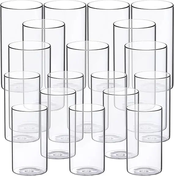 Clear Glass Cylinder Vases Set of 18, 6 Sizes, Ideal for Floating Candles, Pillar Flowers, Wedding Centerpieces, and Decorative