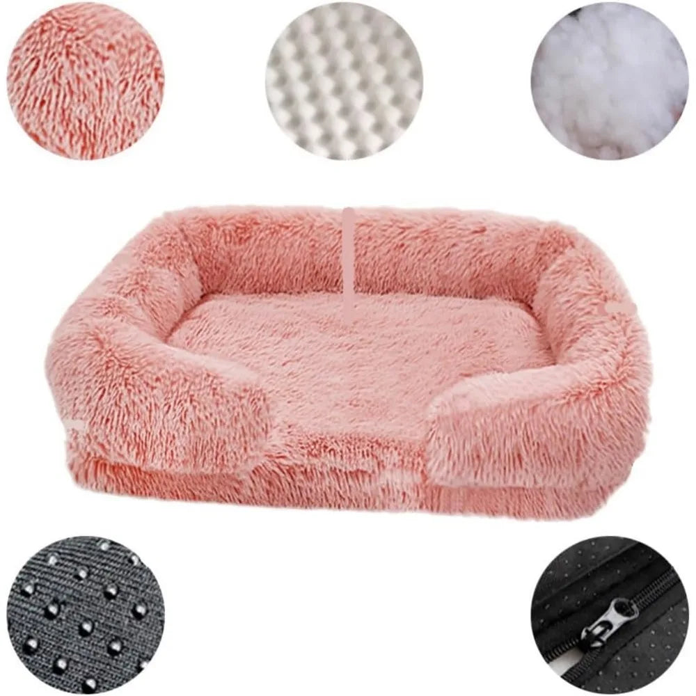 Autumn-Winter Warm Removable Dog Sofa Bed for Comfortable Pet Living, Ideal Square Kennel Pad for Cats and Dogs