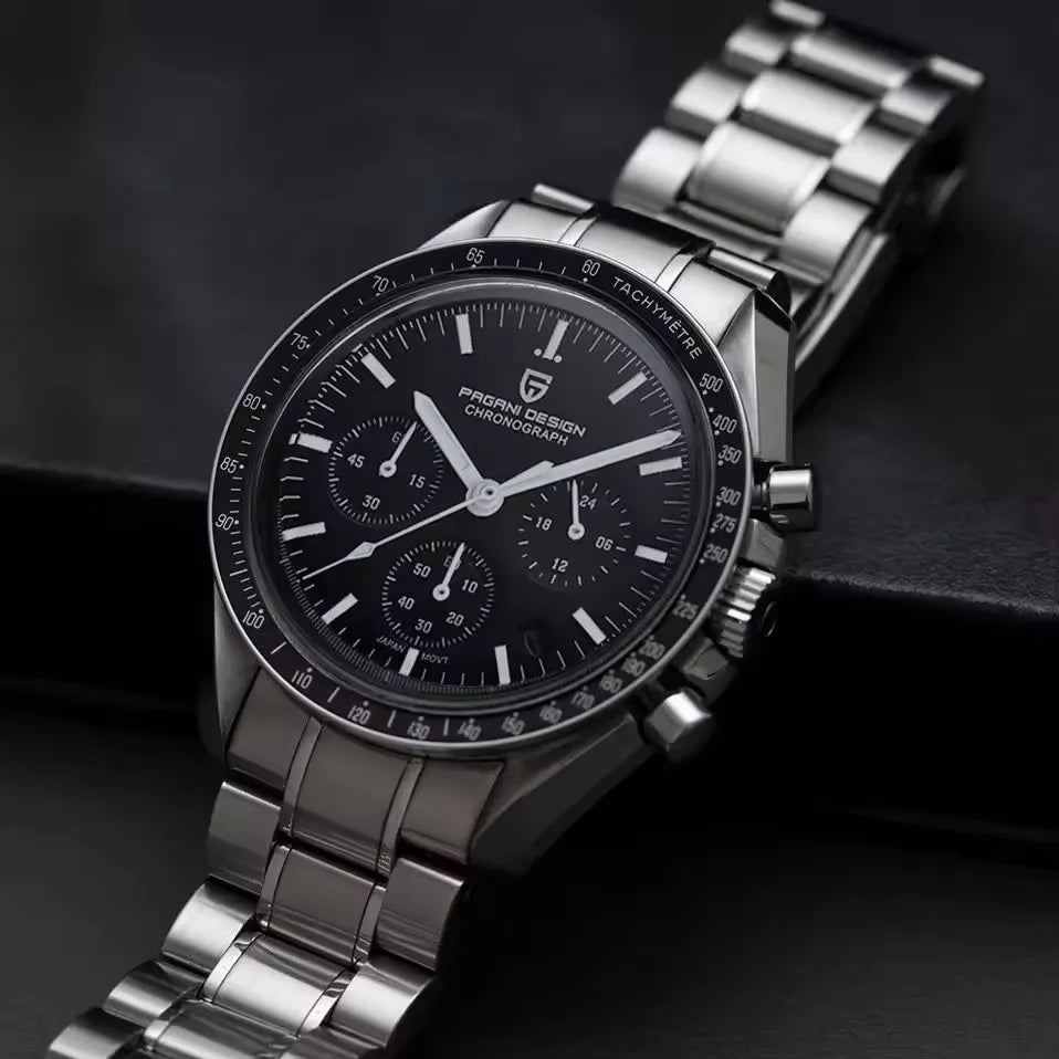 PAGANI DESIGN 500 Speedometer circle Sport Chronograph AR Sapphire Japan Movt Luxury Men watch 316L All Steel Luminous Man watch