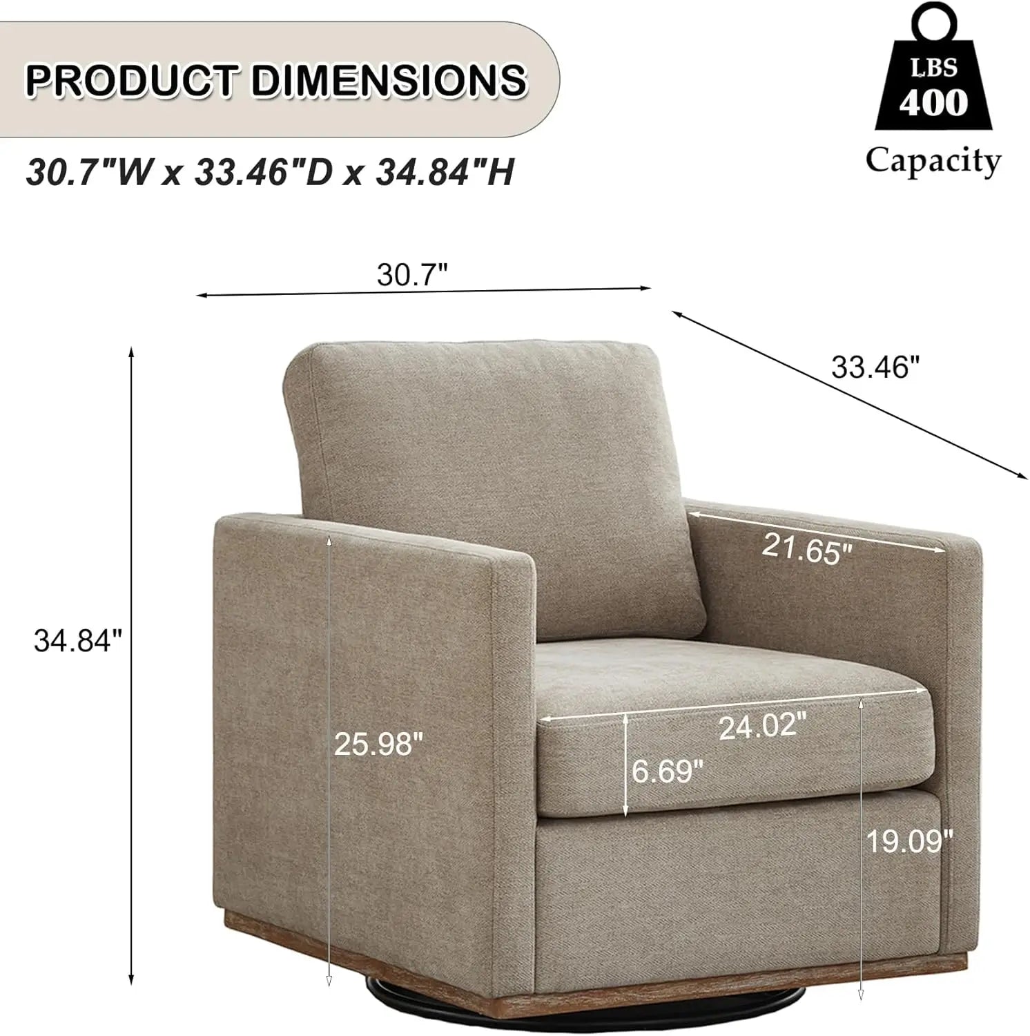 Mid-Century Modern Upholstered Barrel Swivel Chair, 360-Degree Rotation, Comfortable Living Room Sofa Armchair