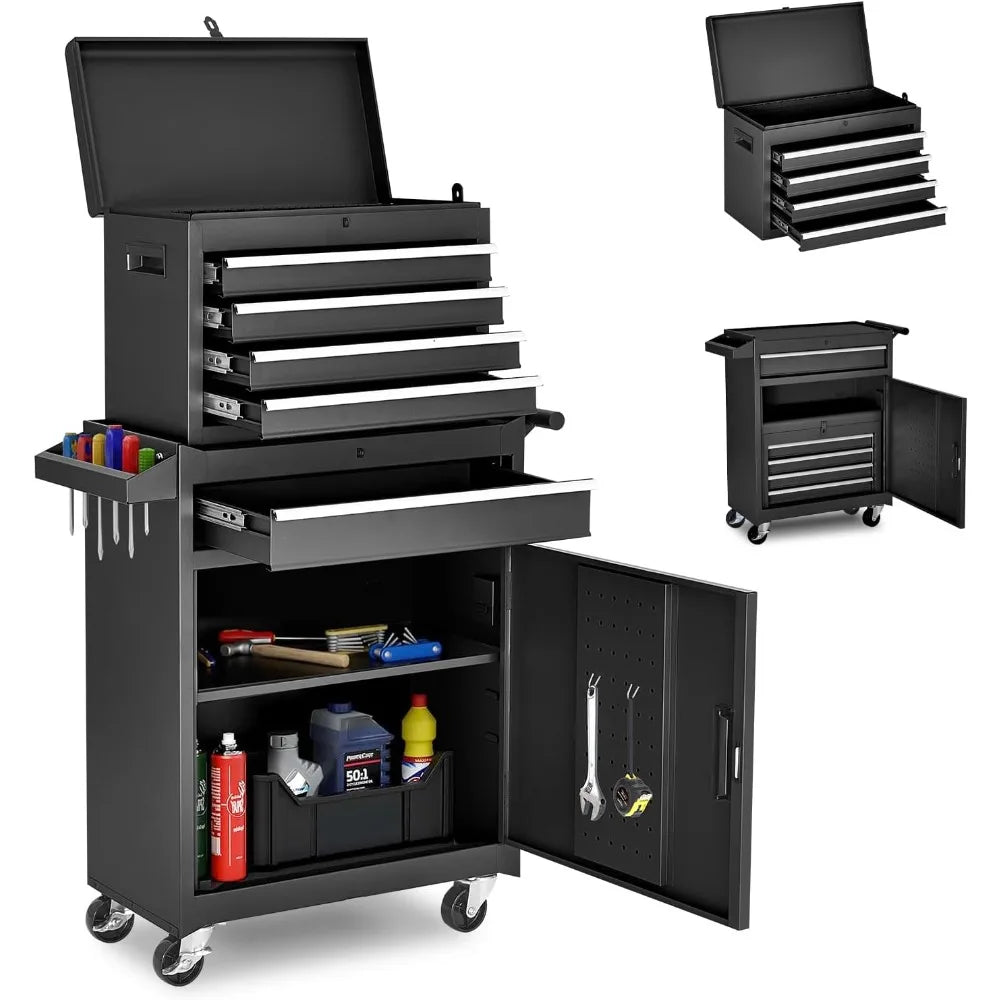 Customized.Chest,5-Drawer Rolling Tool Storage Cabinet with Enhanced Packaging, Detachable Top Tool Box, Metal Tool Cart for Gar