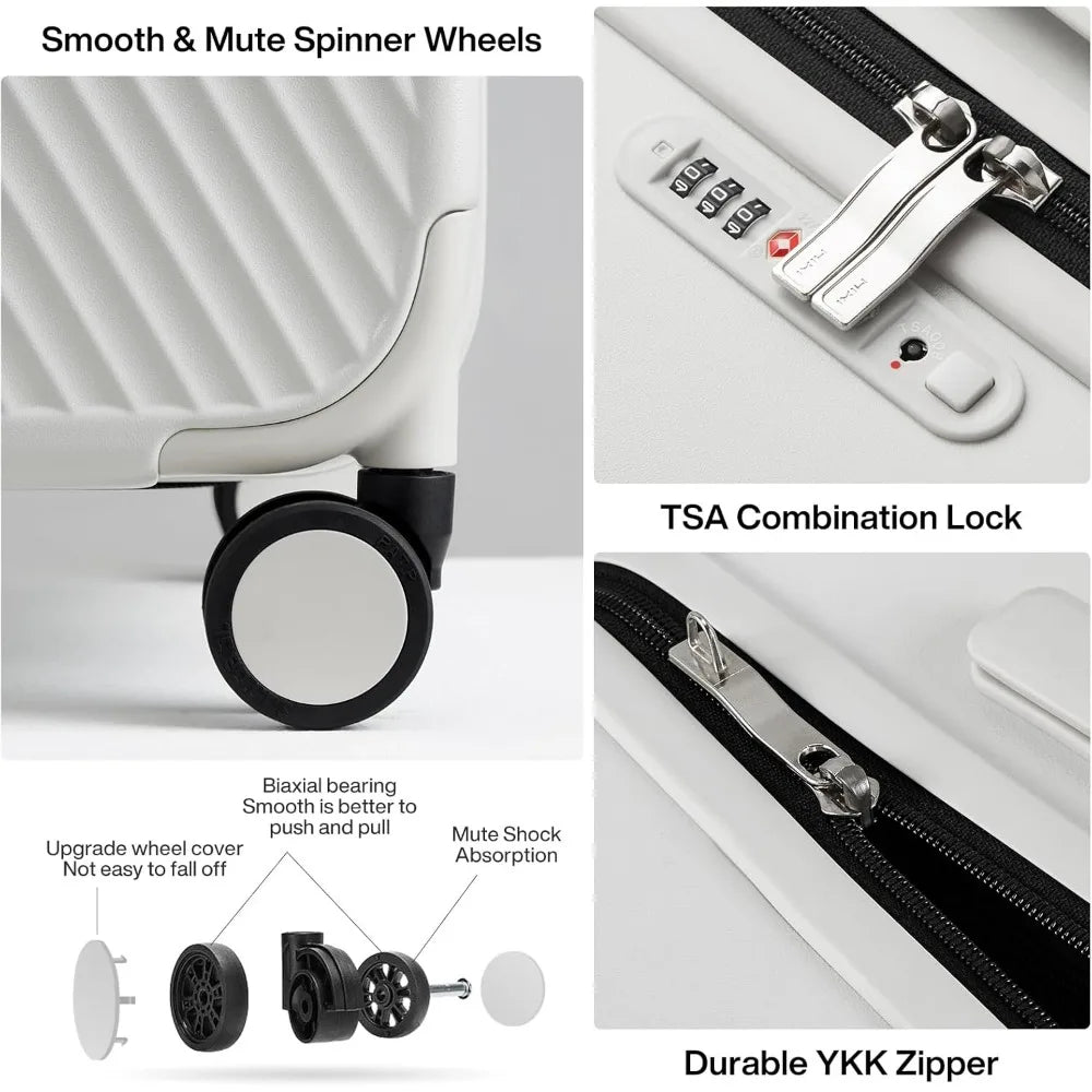 26 Inch Large Checked Luggage Suitcase with Spinner Wheels, Wide Handle, and Hard Shell for Travel