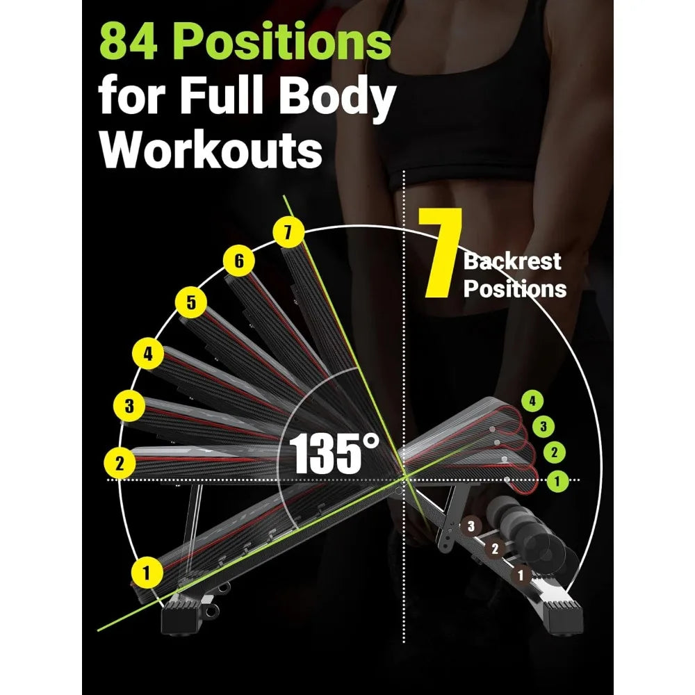 Adjustable weight bench for full body exercise; Folding bench bench Adjustable sloped down flat bed practical exercise bed