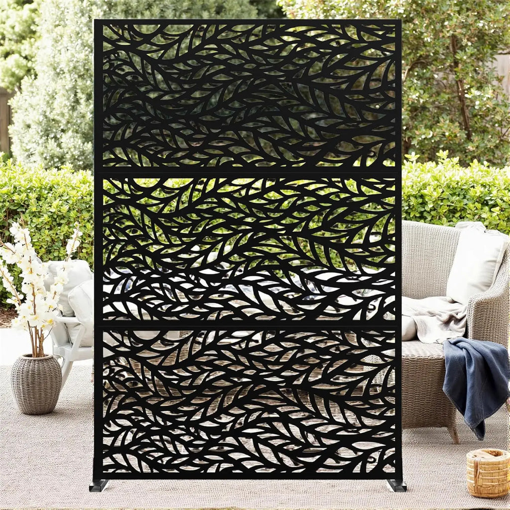 Metal Privacy Screen 72" H x 47" W, Privacy Screens and Panels, Freestanding Decorative Fence , 1 Panel Outdoor Divider