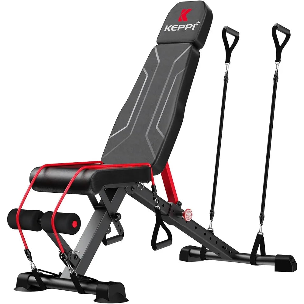 Bench, adjustable foldable exercise bench Press full body strength training, tilt down bench with quick folding - new version