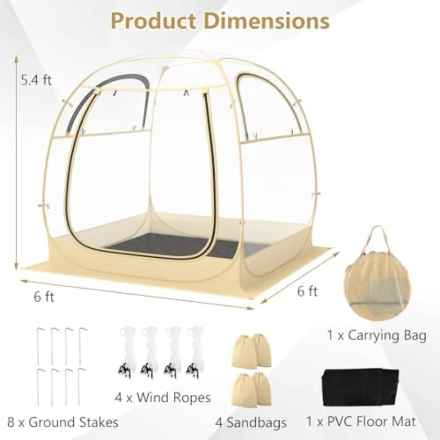 All Weather Pop Up Instant Tent for 56 People With Waterproof Tarp Floor Outdoor Clear Bubble for Sports Events Fishing Camping