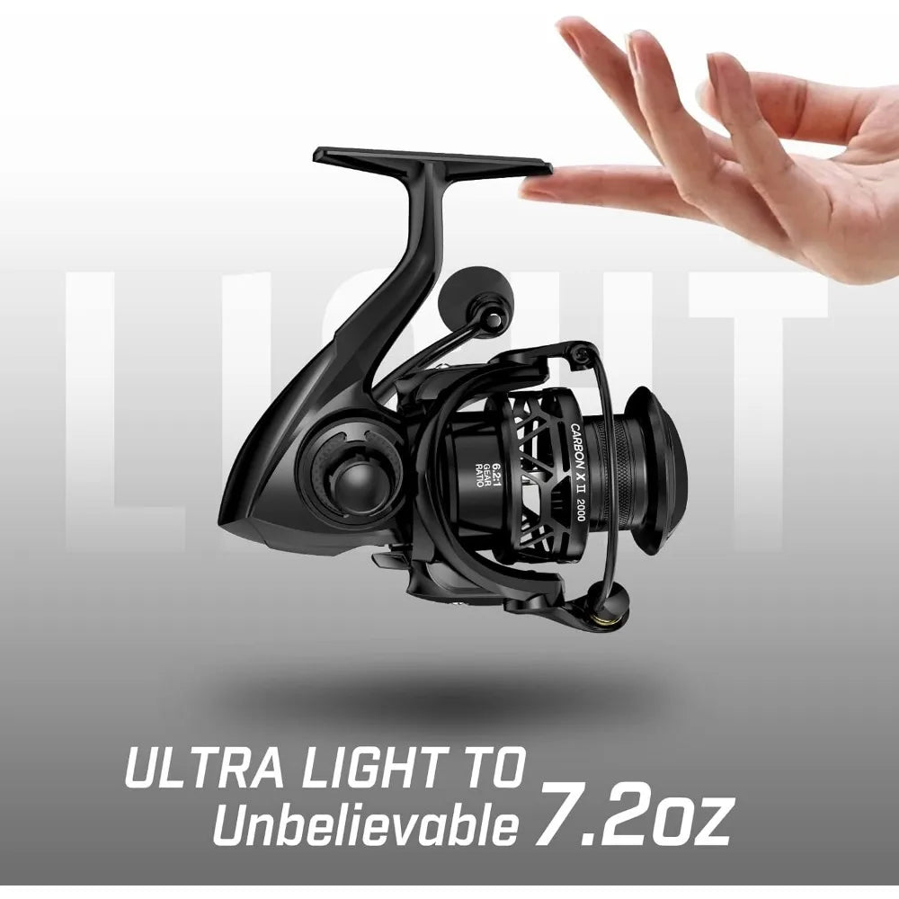 Lightweight Carbon Fiber Spinning Reel, 5.5oz, 22LBs Drag, 10+1 Bearings, Smooth for Freshwater and Saltwater Fishing