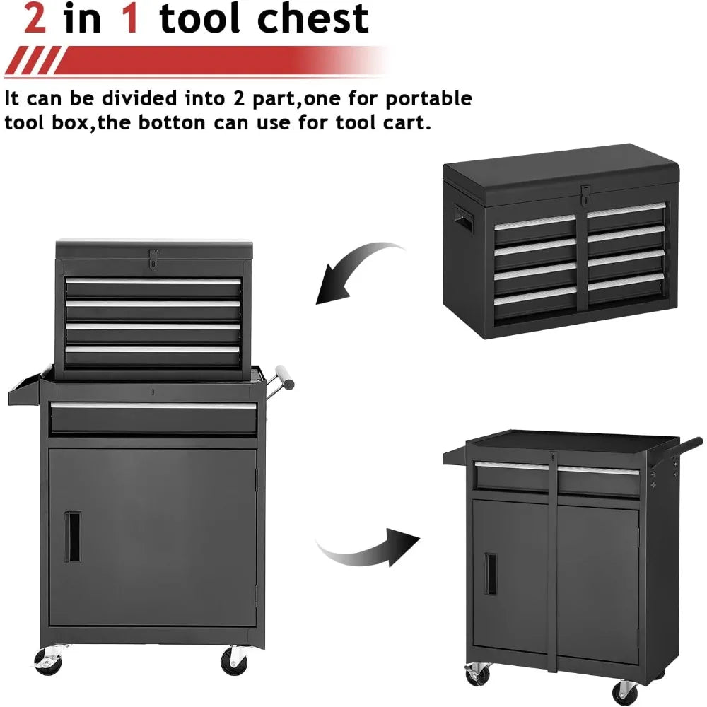 Customized.Chest,5-Drawer Rolling Tool Storage Cabinet with Enhanced Packaging, Detachable Top Tool Box, Metal Tool Cart for Gar