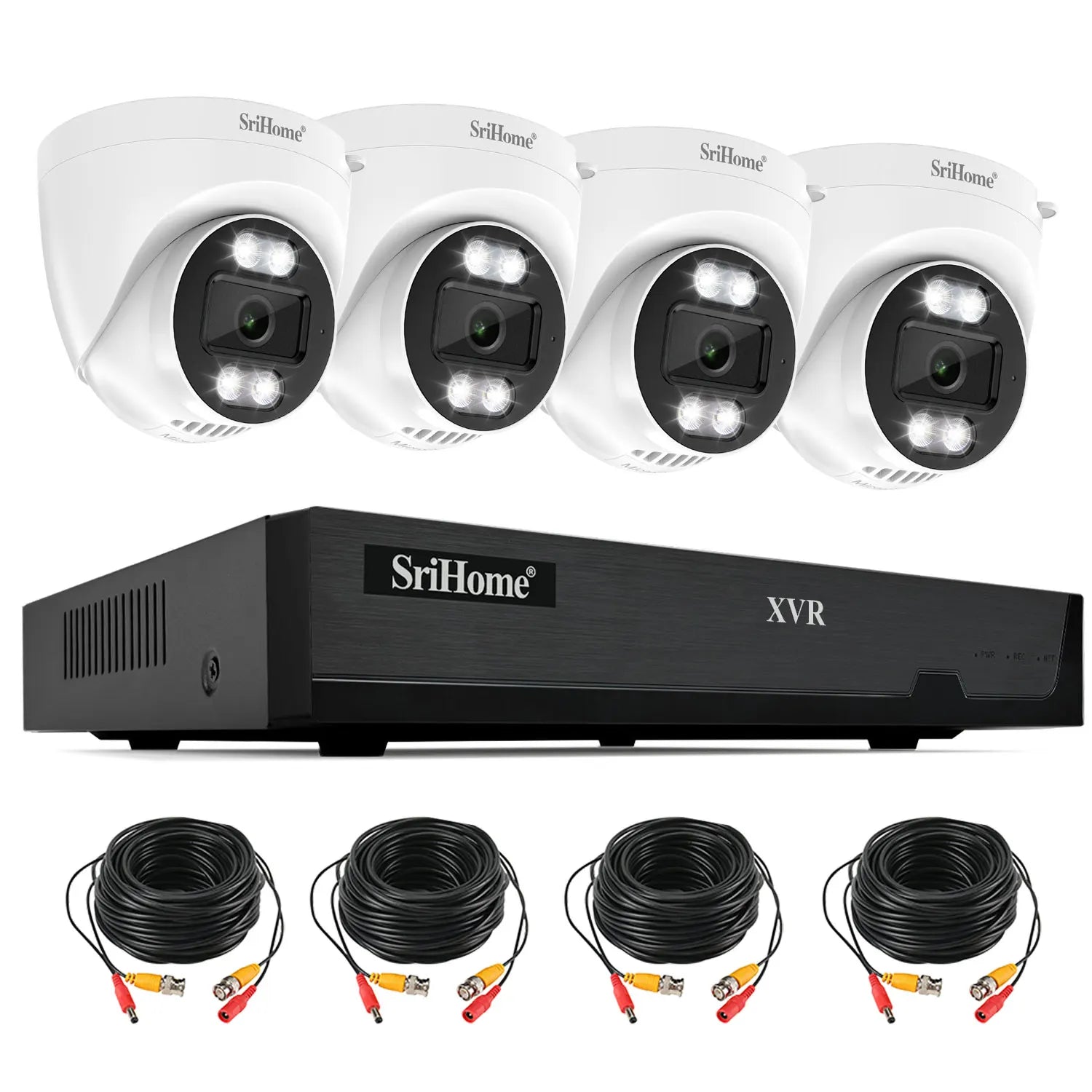 Srihome NVS008-AHD030B 2MP 1080P  4CH Full Color  Wired DVR Kit Home Security CCTV Monitor