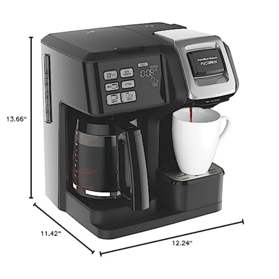 FlexBrew 2-Way Brewer Programmable Coffee Maker 49976 Bundle with Support Extension for Home and Office Use Offers Customizable
