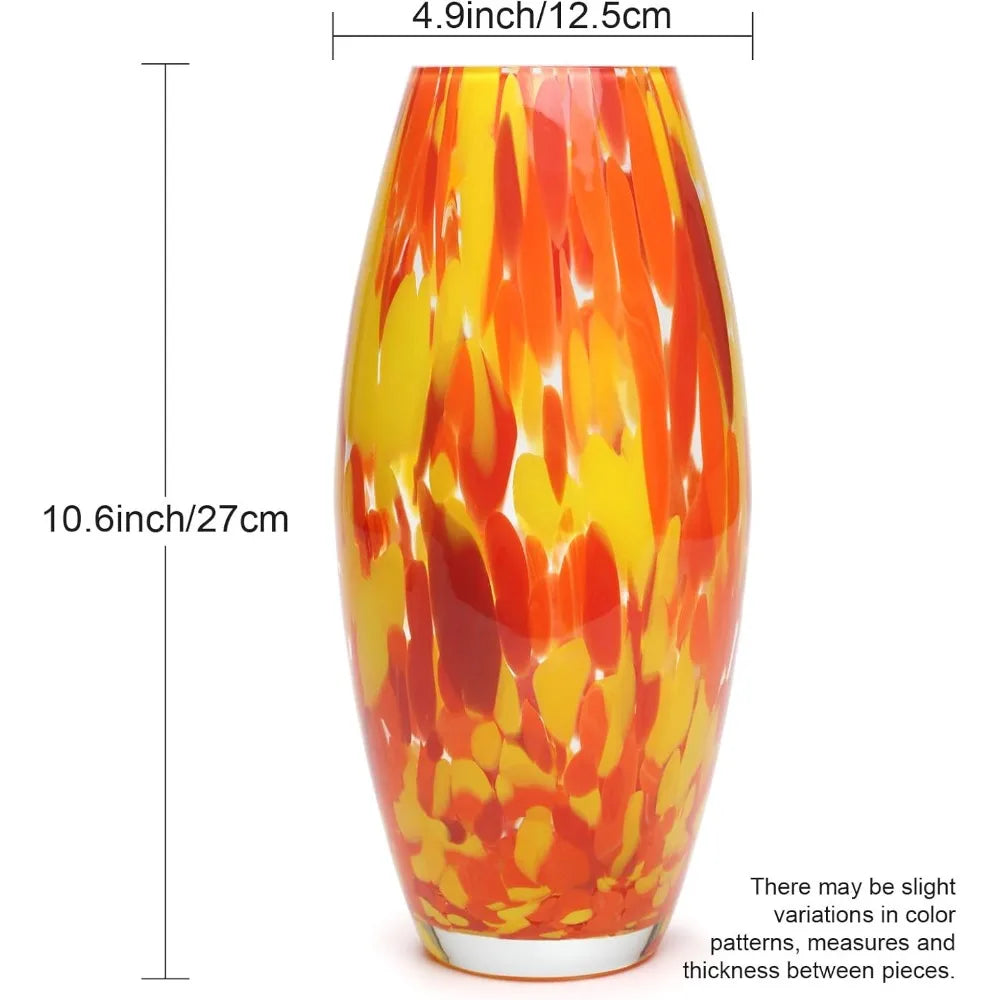 Ca D Oro Glass Vase Orange/Yellow Confetti Hand Blown Murano-Style Art Glass for Flower and Decor - Model Oliva G