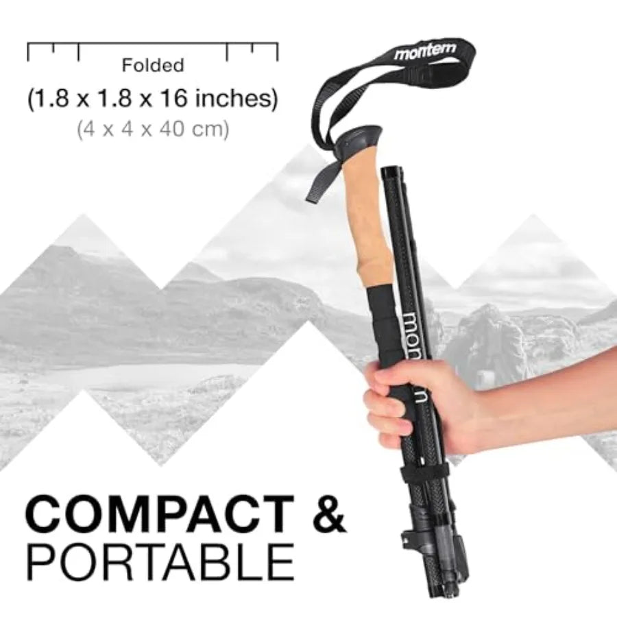 Ultra Strong Collapsible Trekking Poles Ultra Durable Weather-Resistant Adjustable Folding Hiking Walking Sticks for Men Women
