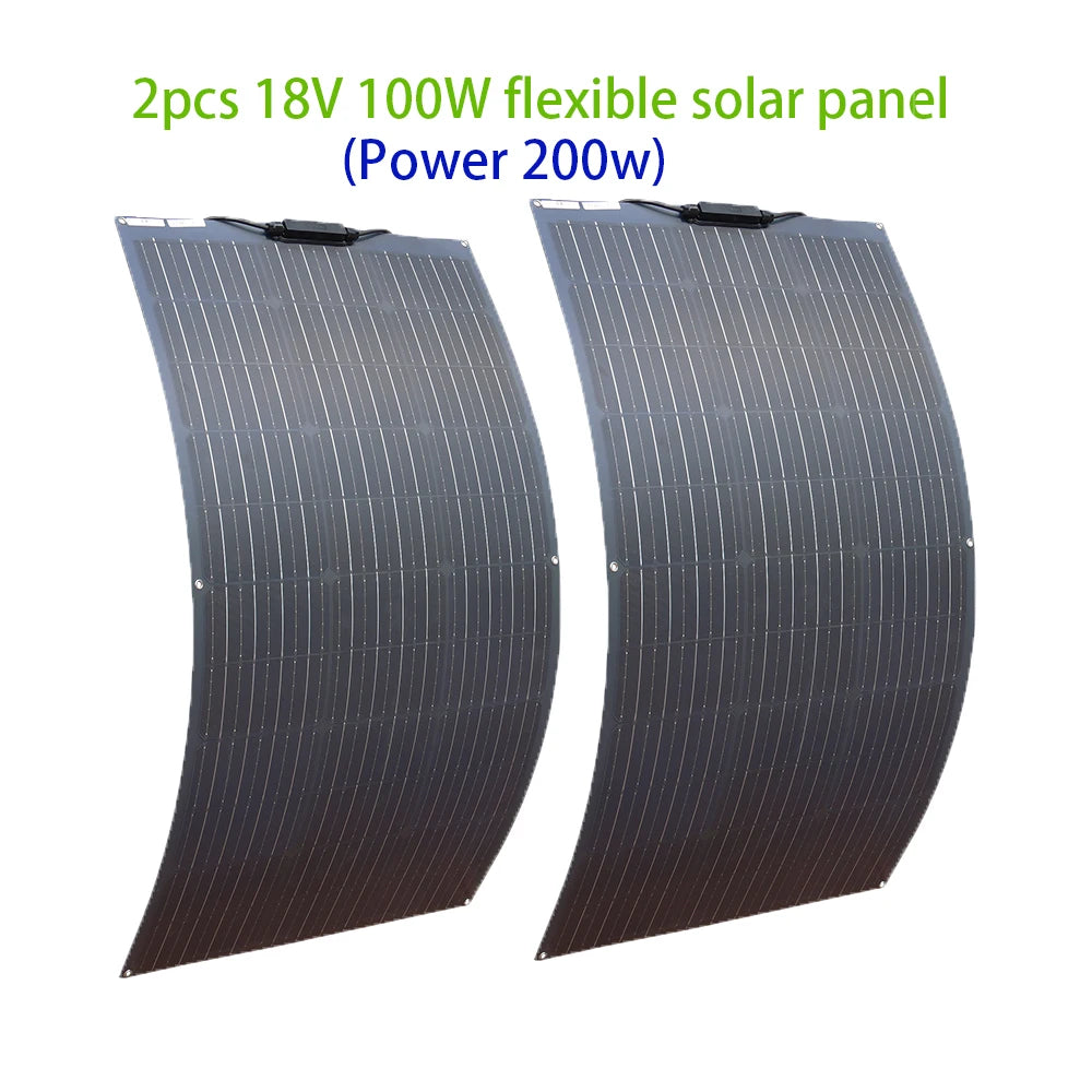 Solar panels 100W 200W 300W 400W Solar Panel Kit or 18V Flexible Mono Photovoltaic Solar plate Power 12V 24V camping car