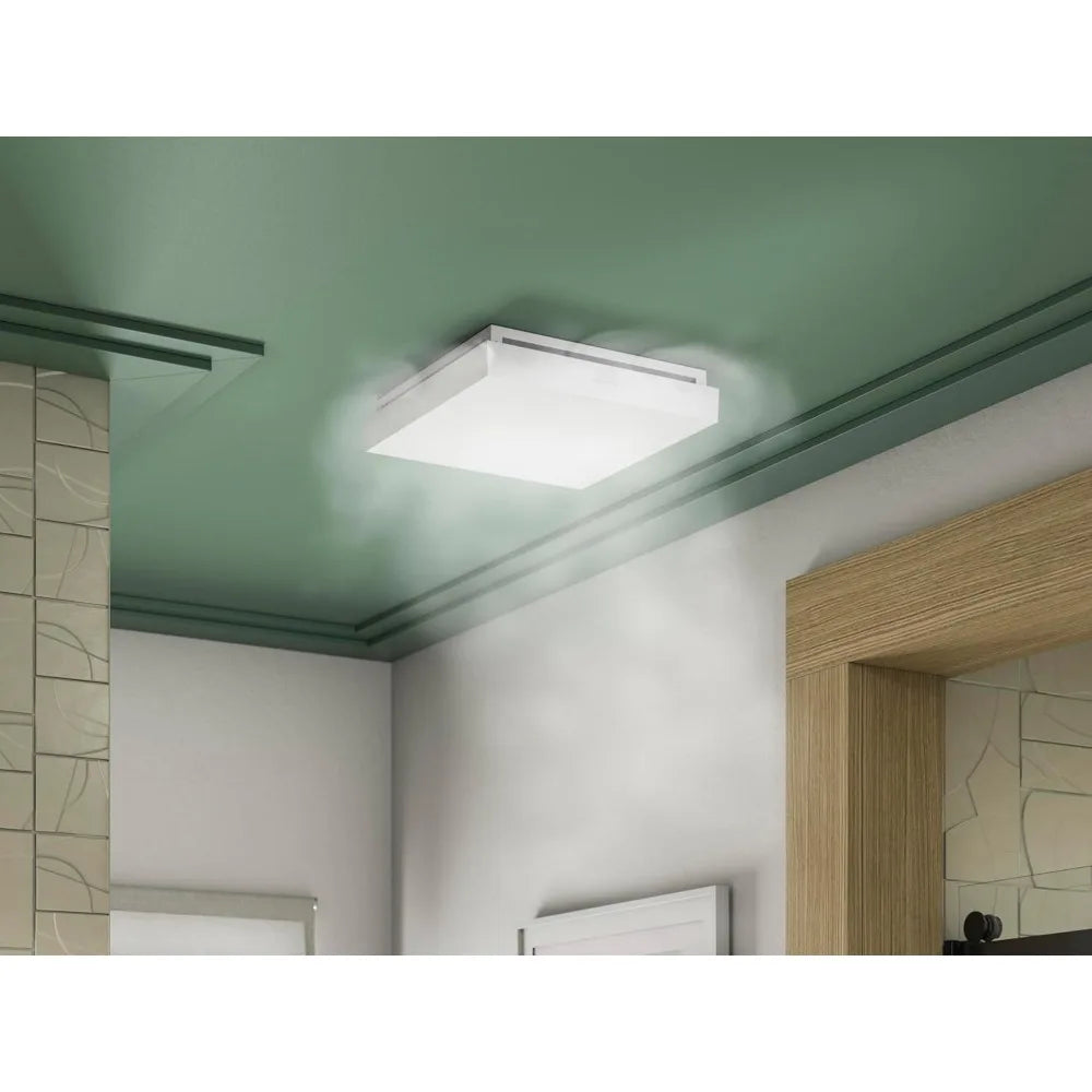 Bathroom Ceiling Exhaust Fan Ventilation System, 13.875 Inch Square, Energy Efficient, Quiet Operation, Ideal for Venting Moistu