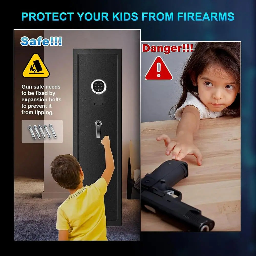 Secure Digital Keypad Rifle and Pistol Safe with LED Light and Removable Shelves