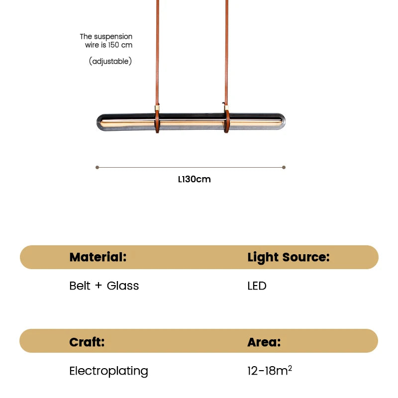 Modern Minimalist Leather Glass Designer Luxury Long Pendant Light Led For Dining Room Bar Kitchen Home Decor Lamparas Lustres