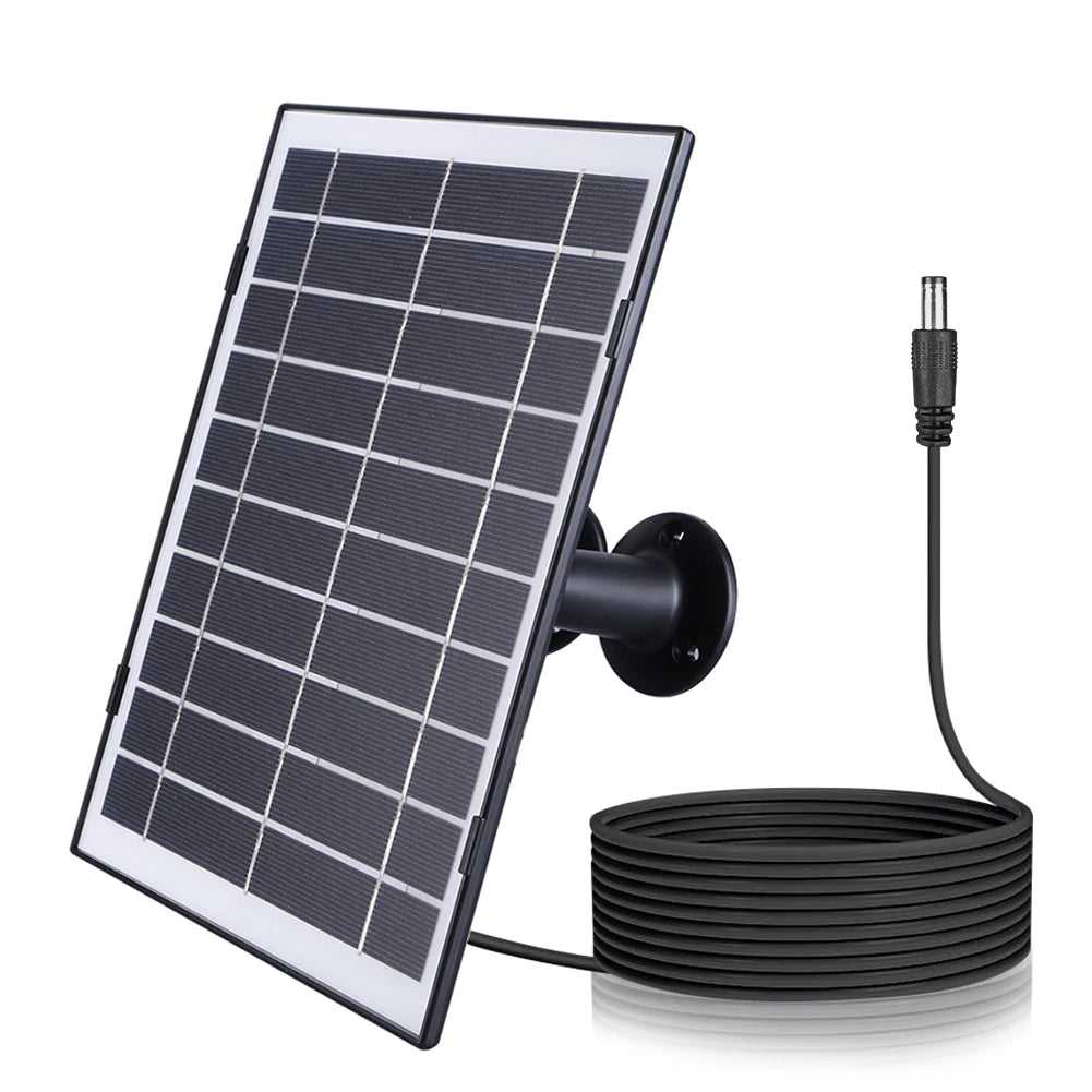 30W Camera Solar Panel Charger Micro USB/USB-C/DC5521 Solar Charging Panel 9.8Ft Charging Cable Compatible with EufyCam/Wyze Cam