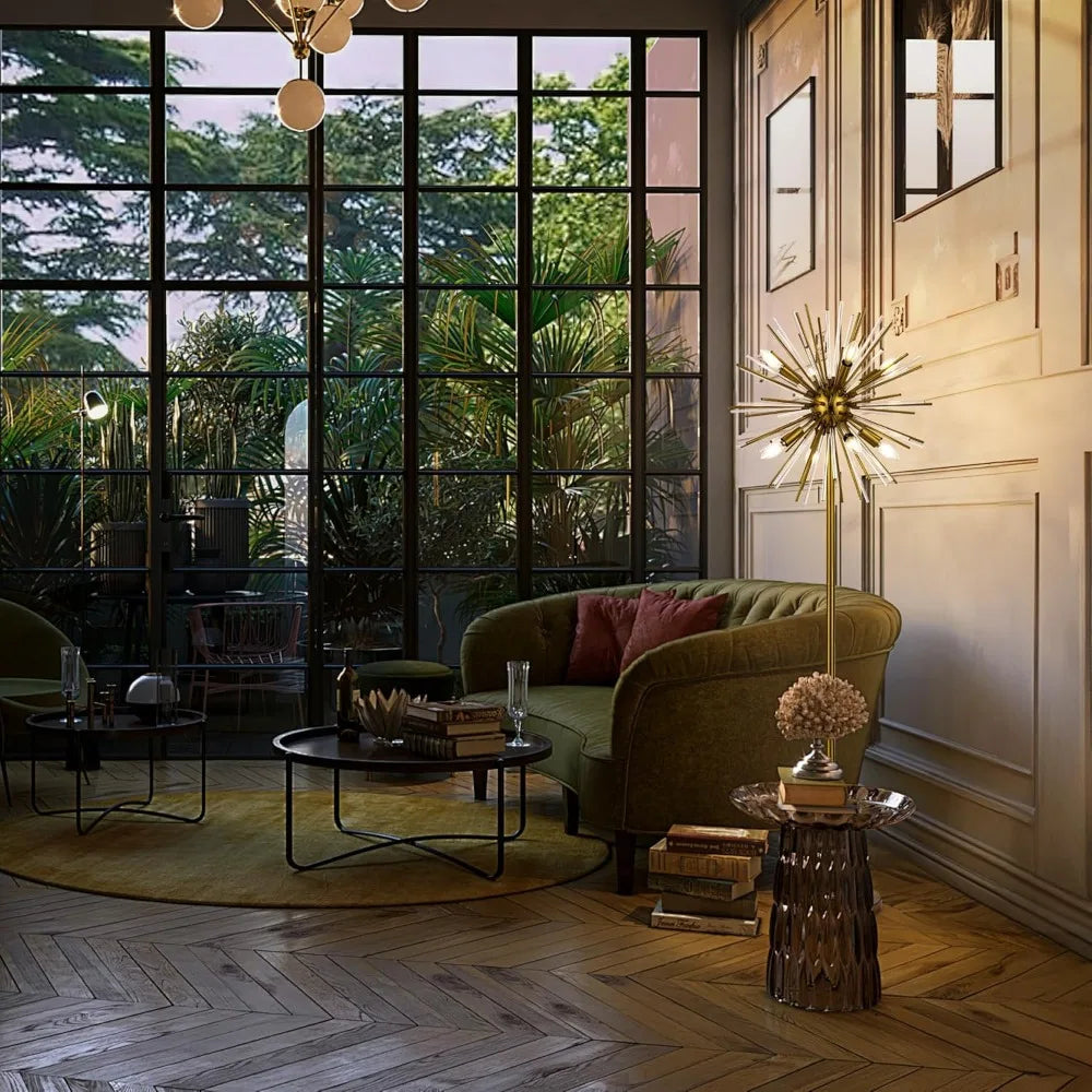 Mid-Century Modern Gold Floor Lamp for Living Spaces, 65.3 Tall Unique Metal Design for Bedrooms