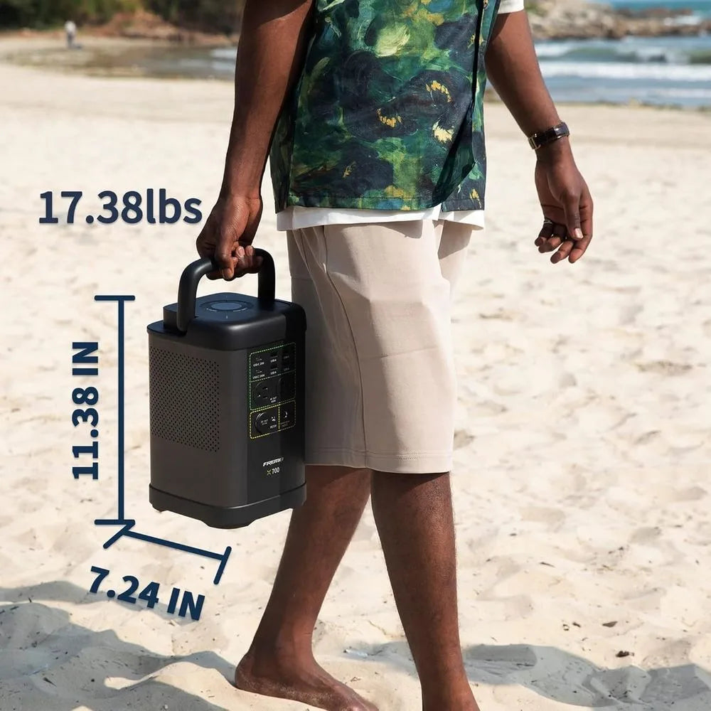 Portable Power Station X700,662Wh LiFePo4 Battery Solar Generator w/2 Upto 110V/1000W AC Outlet,DC 12V Car and USB Ports