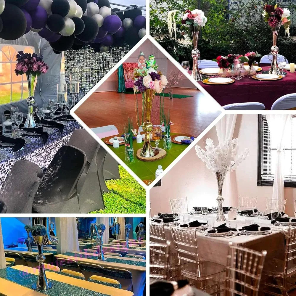 24-Piece Tall Clear Reversible Trumpet Vases for Weddings - Elegant Decoration Set