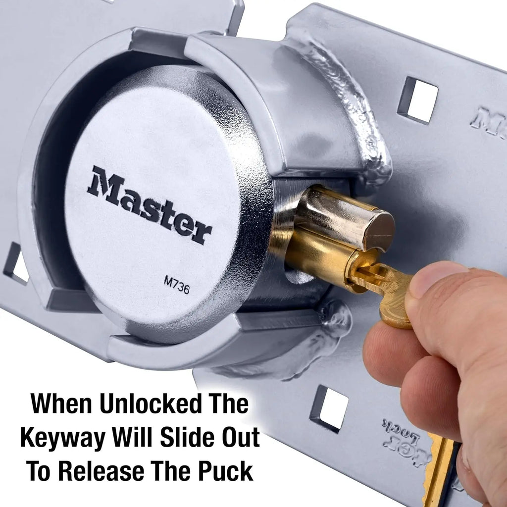 Heavy Duty Chrome Puck Lock with Hidden Shackle & Hasp for Trucks Trailers Vans Solid Steel Security