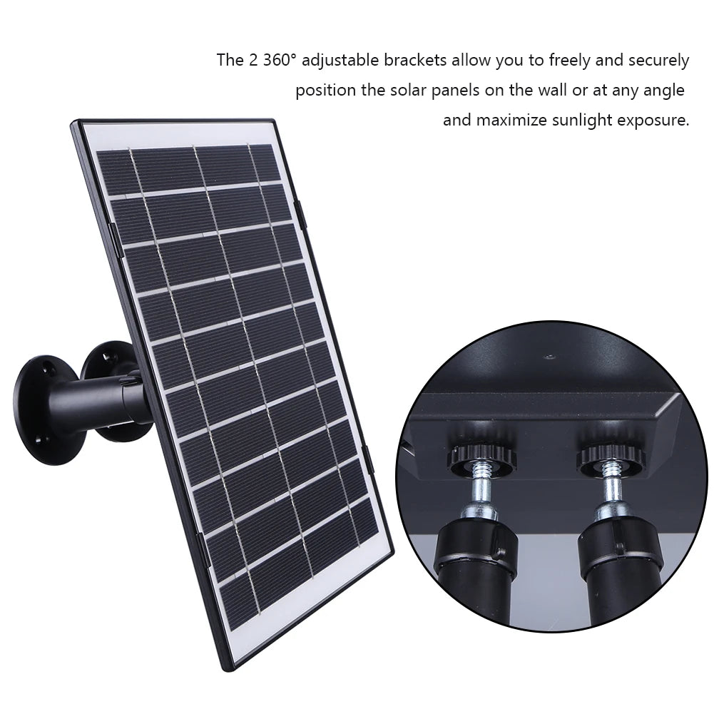 30W Camera Solar Panel Charger Micro USB/USB-C/DC5521 Solar Charging Panel 9.8Ft Charging Cable Compatible with EufyCam/Wyze Cam