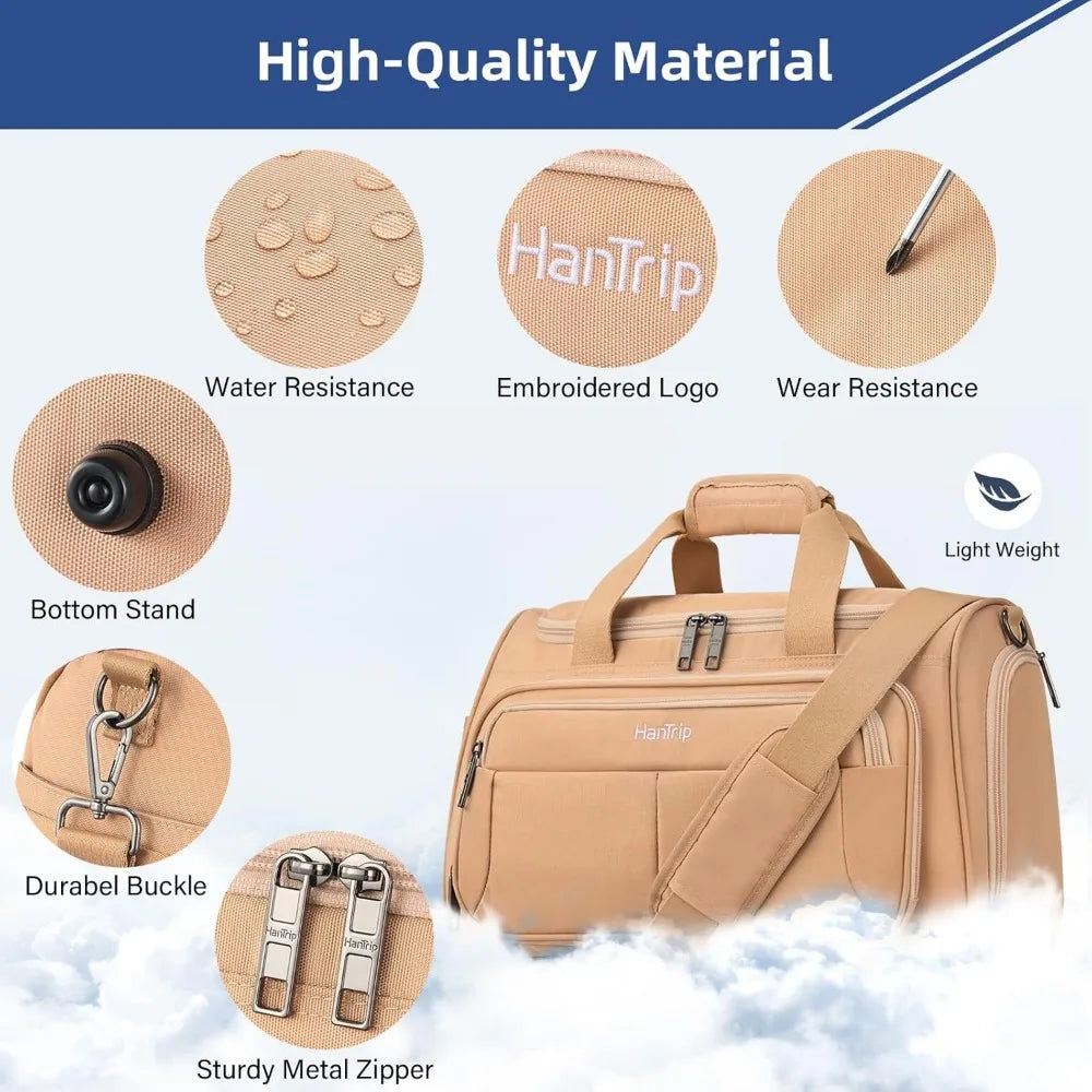 Foldable Travel Duffel Bag - Under Seat Airplane Personal Item, Weekender Overnight Bag for Men