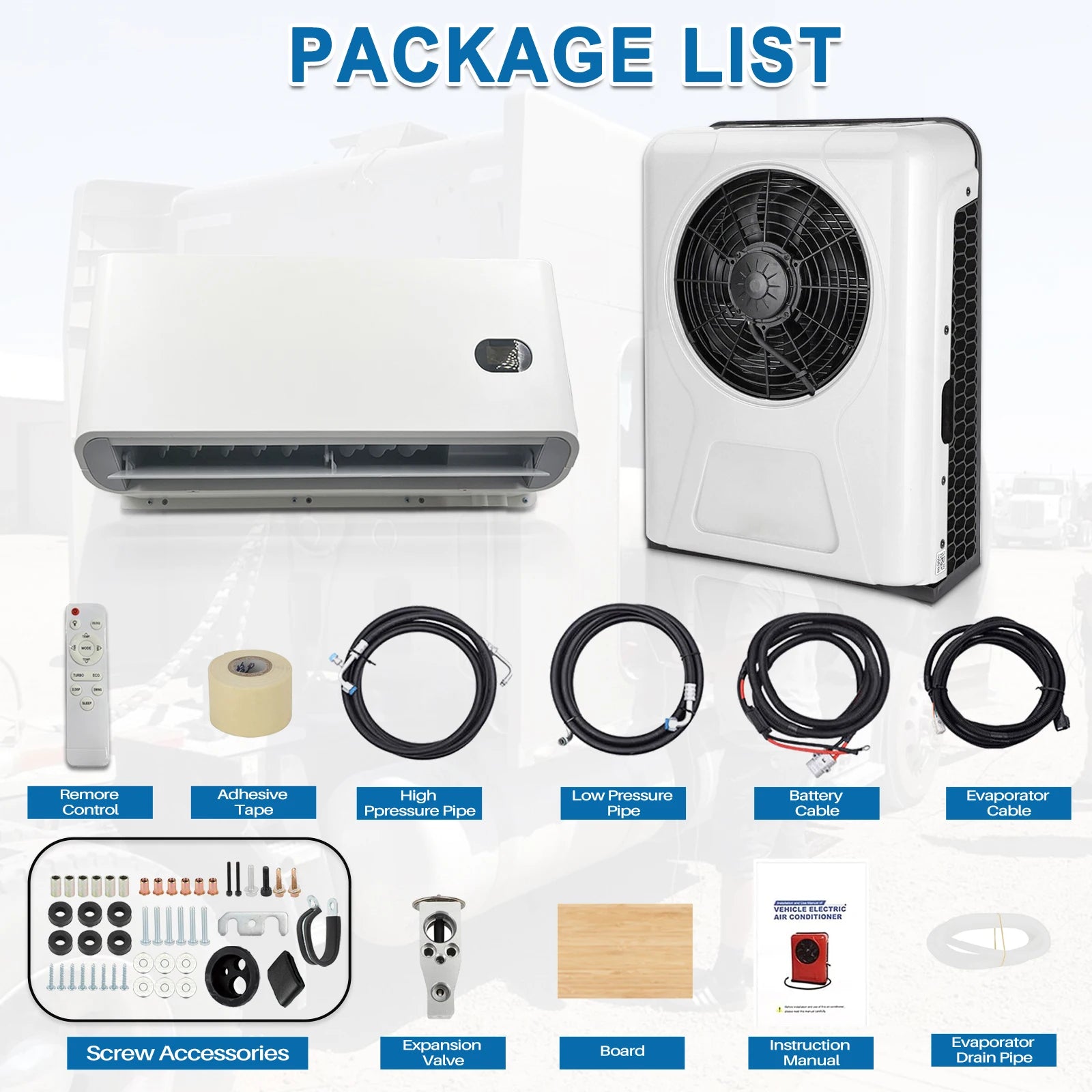 Treeligo 10500BTU Car Electric Parking Cooling Air Conditioner 12V/24V Split Air AC Unit for Truck Caravan Camper Van RV