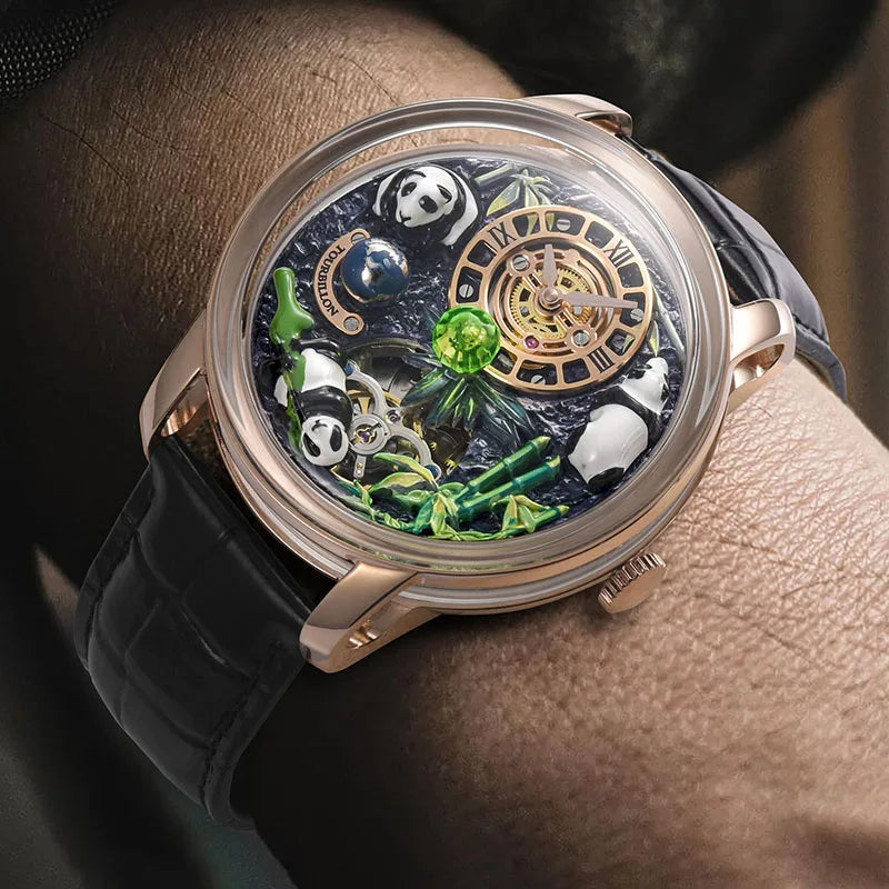PINDU New Men Wristwatches Top Brand Luxury Mechanical Watch Panda Paradise Watch Men Stainless Steel Waterproof M2791B Movement
