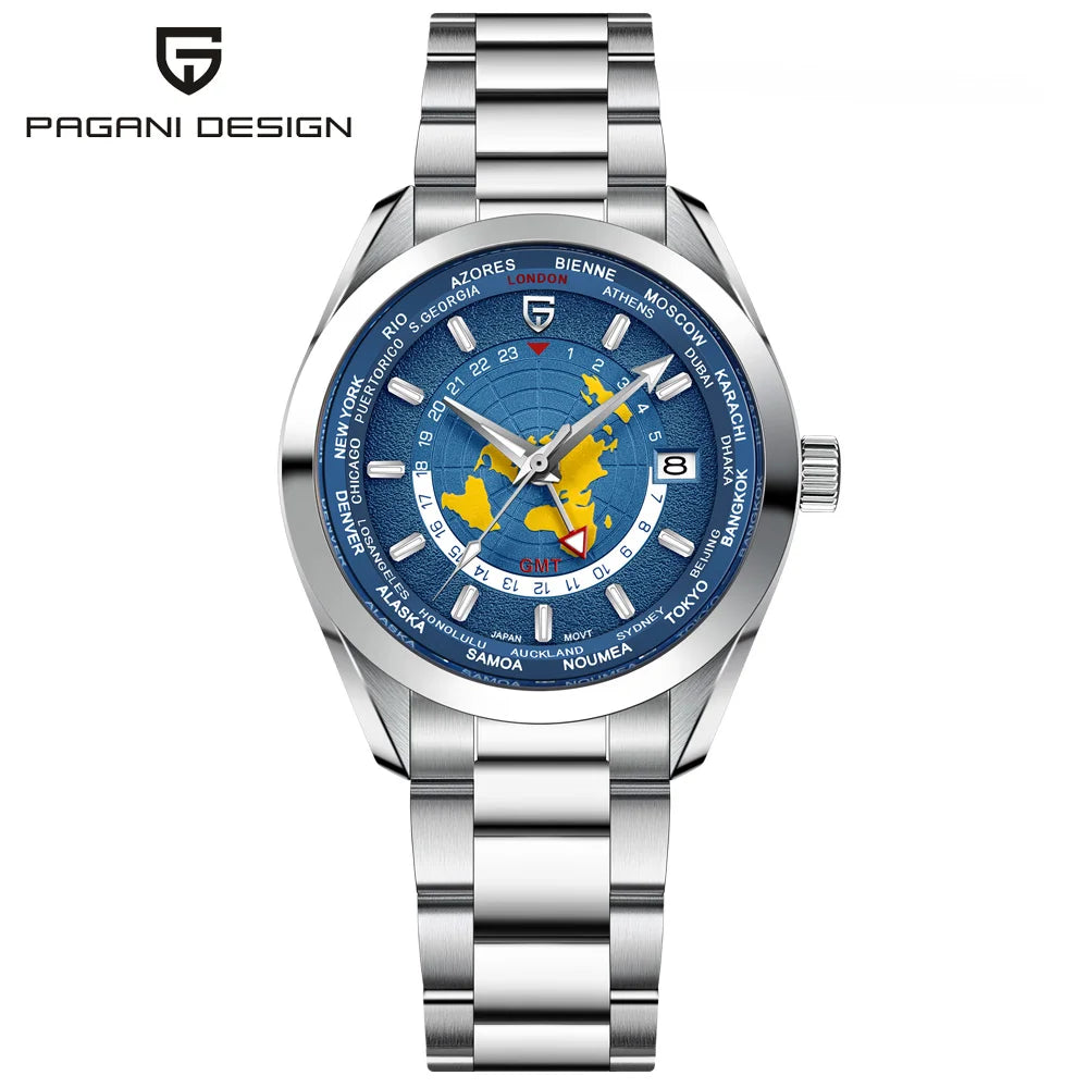 2024 New PAGANI DESIGN GMT Men's Watches NH34A Mechanical Watch For Men Automatic Wristwatch Luminous Dial Sapphire Reloj Hombre