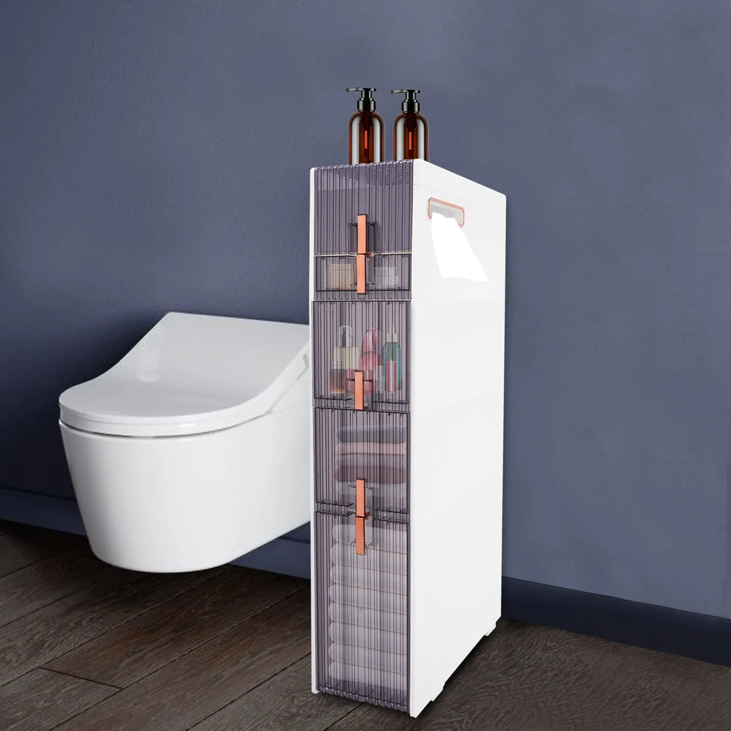 5-Tiers Bathroom Floor Cabinet 8.7*15*37.6in Storage Cabinet Narrow Standing Toilet Paper Holder