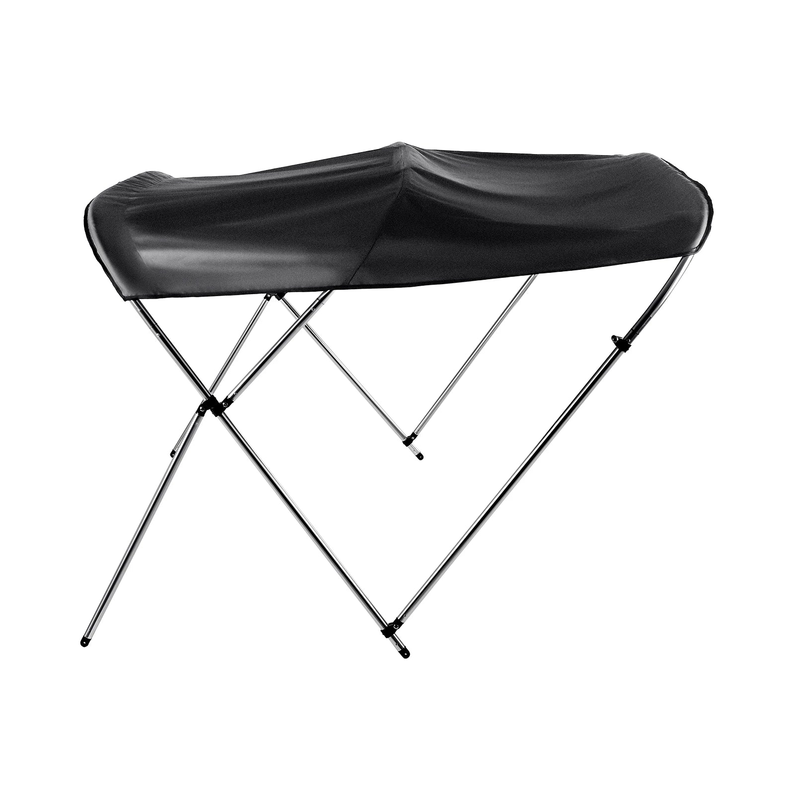 3 Bows Yacht Sunshade Top Cover with Aluminum Alloy Frame Fishing Camping Tent Sailboat Outdoor Sun Shelter Awning Cover Black