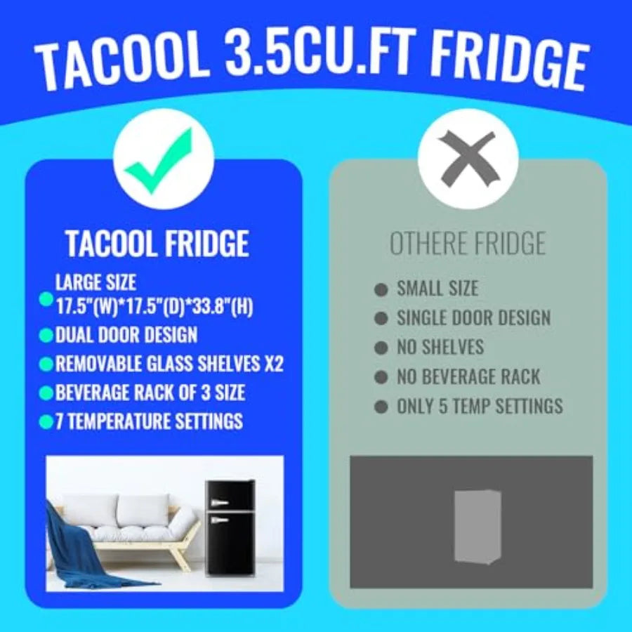 Compact Mini Refrigerator with Freezer and Double Door Design for Bedroom Office or Apartment: Adjustable Glass Shelves Plastic