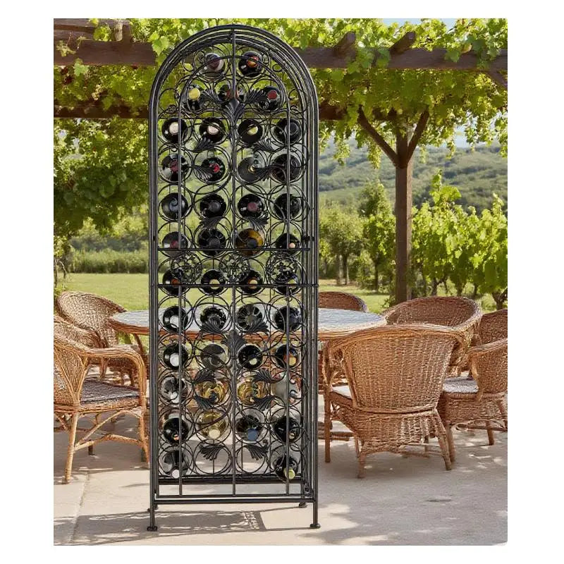 Wrought Iron Wine Rack for Home Storage and Display - Elegant and Durable Wine Holder for Bottles, Ideal for Kitchen or Dining