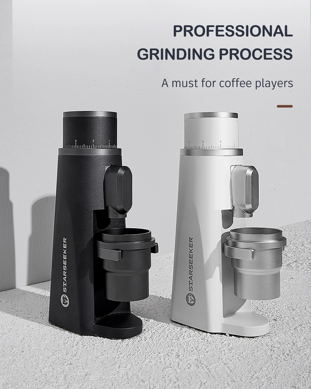 STARSEEKER EDGE Stainless Steel Burr Coffee Grinder 48MM Espresso Stepless Fineness Adjustment Electric Coffee Grinders Black