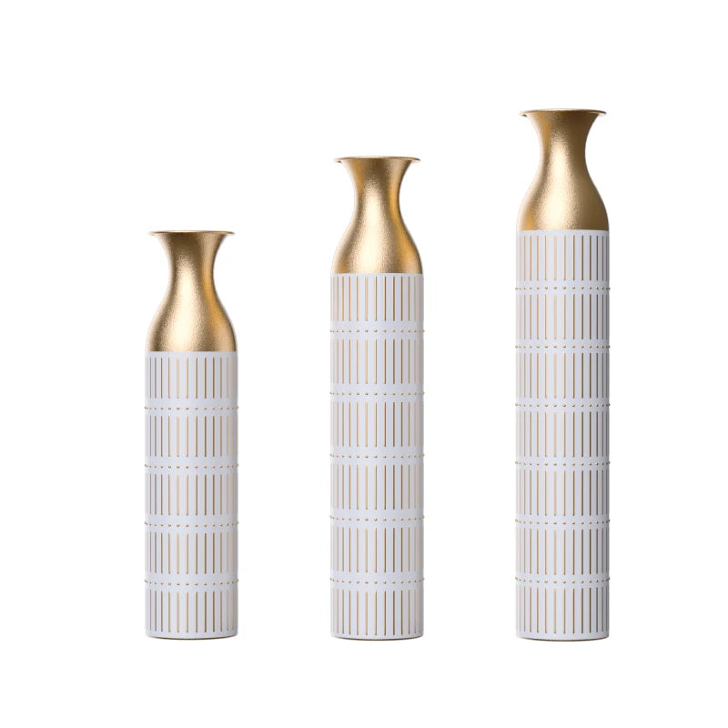 Floor Vases Decorated White Metal Set Of 3 Gorgeous Home Decoration Large Glazed Metal Vases Height