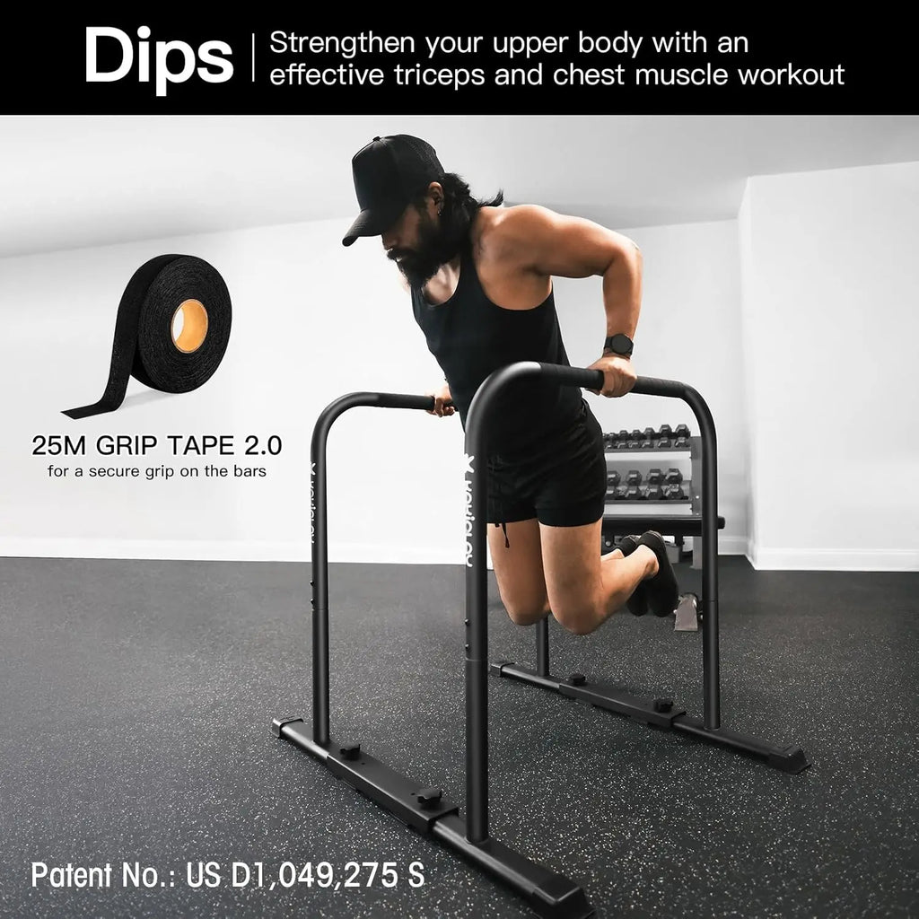 World's Best Strongest Premium Dip Bars With Adjustable Ultra-Stable Settings & Non-Slip Feet - USA Original Patent, Designed, S