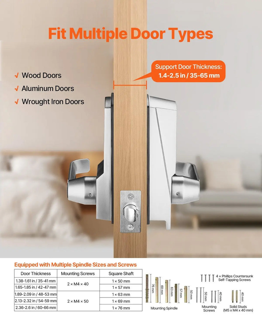 Mechanical Keyless Entry Door Lock Stainless Steel Waterproof Keypad Lock with Automatic Locking Mode for Home Office and Garage