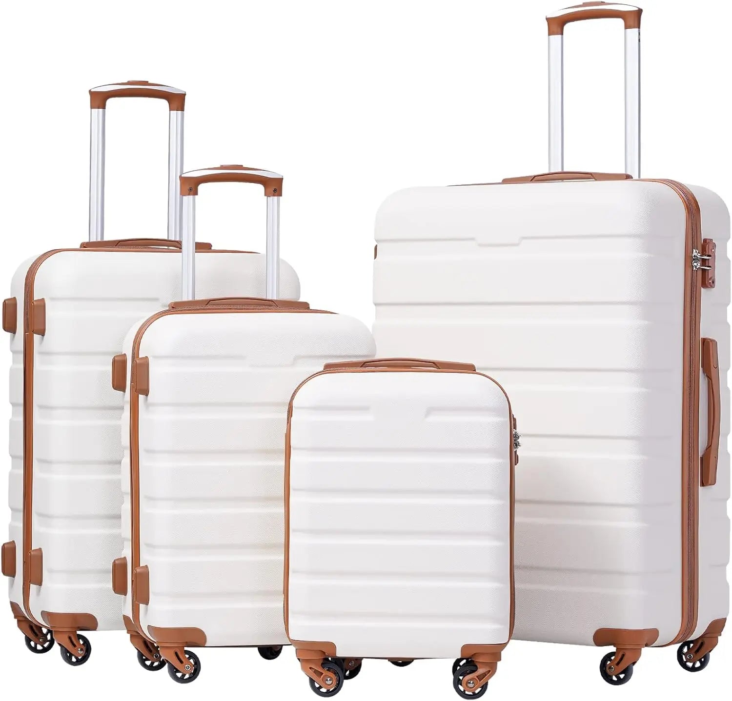 Coolife Luggage 3 Piece Set Suitcase Spinner Hardshell Lightweight TSA Lock (orange)