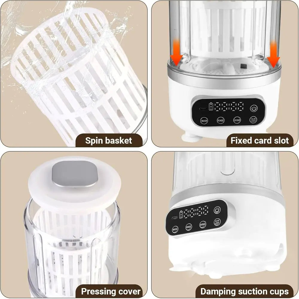 3L Portable Washing Machine, 3-in-1 Washer-Dryer Combo, Mini Underwear-Specific Washer, 3000mAh Laundry Machine for Apartments,