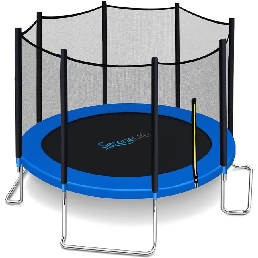 Trampoline Outdoor 8FT with Enclosure Net Ladder and Anti-Rust Coating ASTM Approved Recreational Trampolines Heavy Duty Yard Tr