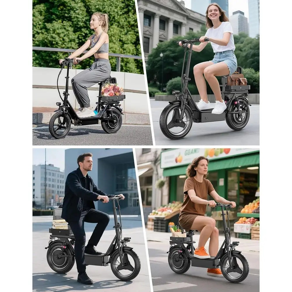 Electric Scooter for Adults 1000W Peak Motor 20-25MPH 25-35 Miles Range 14" Foldable Commuter. Customized, Ample Storage for Pet