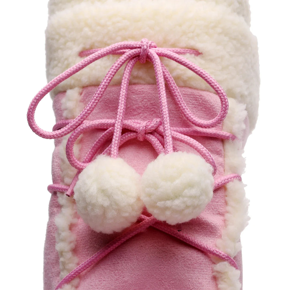 Pink Women Snow Boots Winter Female Boots Thick Outdoor Waterproof non-slip Mid-calf Boots Fashion Warm Fur Woman Winter Shoes