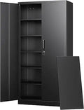 Tall Steel Storage Cabinets with Lockable Doors and Adjustable Shelves for Home and Garage Use