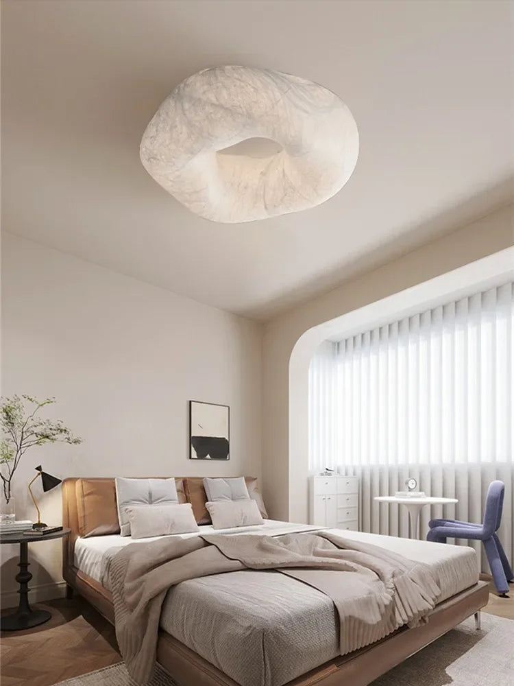 Wabi Sabi Cloud Handmade Imitation Silk Ceiling Light Living Room Entrance Hallway Light Japanese Design Bedroom and Study Light