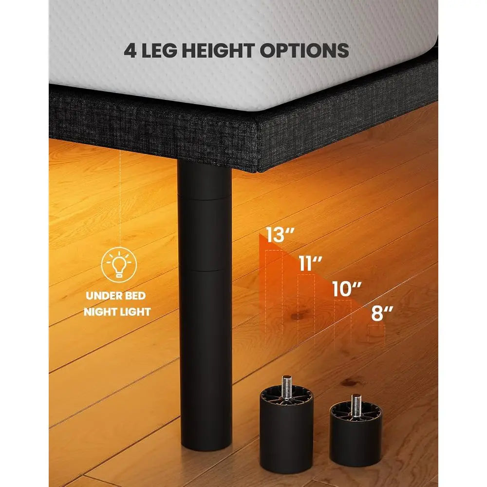 Queen Adjustable Bed Frame with Massage, Head & Foot Incline, Wireless Remote, 4 Built-in USB Ports, LED Night Light,Customized