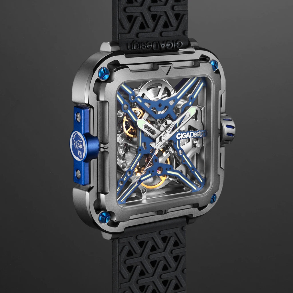 CIGA Design Mens Titanium Watch Automatic Movement 2025 X Series Fashion Luminous Skeleton Mechanical Wrist Watches Two Straps
