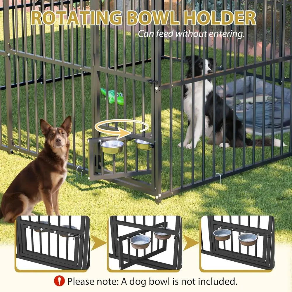 Large 10x10x6 Outdoor Dog Cage, Heavy-Duty Steel Kennel with Rust-Proof Galvanizing and Safety Lock